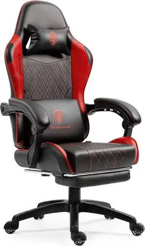 Gaming Chair with Massage Lumbar Support and Footrest, Video Game Chair for Adults, Adjustable Ergonomic Gamer Chairs High Back with Pocket Spring Cushion, Swivel Recliner, Black and Red