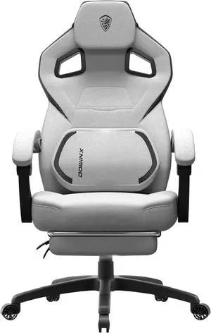 Fabric Gaming Chair with Footrest, Big and Tall Gaming Chair for Heavy People, Wide Back Gamer Chair for Adult, Computer Game Chair with Massage for 200lbs, Grey