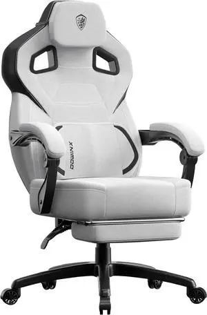 Fabric Gaming Chair with Footrest, Big and Tall Gamer Chair with Lumbar Support, Wide Back Computer Chair for Heavy People, Grey