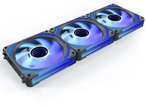 COSMIQ-RE-Black 120mm Case Fan, Infinity Mirror FDB Reverse Fan with 5V 3-PIN Connector and Small Controller, Daisy Chain PWM PC RGB Fans for Cases CPU Liquid Coolers, 3Pack