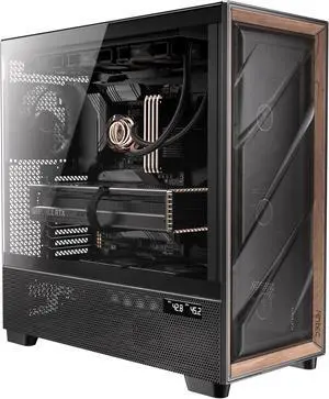 Flux Pro, 6 x PWM Fans Included, High-Airflow Front Panel with Walnut Wood, iShift PSU 90° Mount, USB3.0 x 2, Type-C, 420mm Radiator Support, Temp. Display, Full-Tower E-ATX PC Case