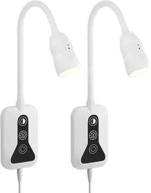 Wall Mounted Reading Light, Wall Light with Motion Sensor Switch, 5 Dimmable & Color Temperature Adjustable, USB-C Output, Flexible Gooseneck Book Light for Bed, Sofa, Desk,Dorms, Heaboard