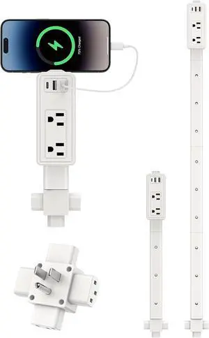 Outlet Extender Stick | Free Combination | USB-A, USB-C Port, 2 AC Outlets, Extend 9 to 36, 360° Combine| Plug Extender | Put Behind Nightstands, Sofa, Bed, Cabinet etc.