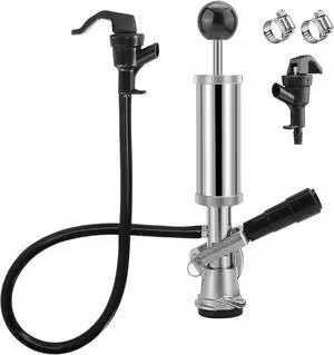 4" Beer Tap Keg Tap Pump - American D System Beer Keg Pump for US Sankey Keg, Party Hand Pump Picnic Tap with 2 Beer Faucet & Beer Hose, Kegerator Pump Draft Beer Faucet Beer Dispenser for Home Bar