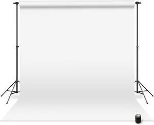Denny Mfg - Seamless Paper Backdrop for Photoshoot with Free Gaffer Tape  Bright White Photography Paper Roll Background with Matte Finish for Studio, Video & Content Creation  (86 in x 36 ft)
