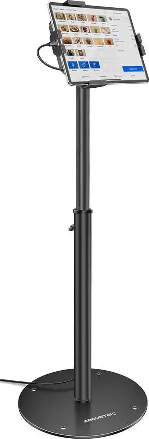 iPad Kiosk Floor Stand - Height Adjustable POS Tablet Floor Stand, 360° Swivel Universal Locking Holder for 7.9"-11" iPad/Air/Samsung - Anti-Theft Security Stand for Retail, Business