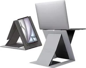 Folding Laptop Stand Lap Desk, Portable & Mini Computer Stand Laptop Desk for Travel and Home Office, Ergonomic Design with Adjustable Viewing Angles, Lightweight Computer Cooling Riser, Gray