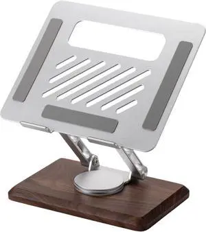 Laptop Stand for Desk, Laptop Riser with 360 Rotating Walnut Base, Adjustable Laptop Stand, Ergonomic Wooden Laptop Ventilated Stand for 10 to 17.3 Inches Notebook PC Computer