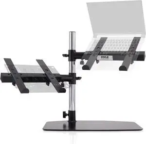 Portable Dual Laptop Stand  Standing Table Holder with Bracket Arms,Adjustable Height,Ergonomic Design, 360° Swivel for DJ Mixer,Sound Equipment,Workstation,Gaming & Home Use with Tilt Function