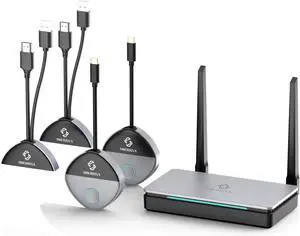 Wireless HDMI Transmitter and Receiver 328ft, USB-C & HDMI Adapter, 2 TXS to 1 RX, Up to 32 TXS, 1080P@60Hz, 2.4G/5G, for Audio & Video Streaming from Laptop Phone to Monitor