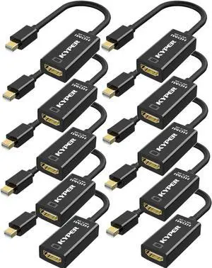 US-4777 10-Pack 4K@30Hz Mini DisplayPort to HDMI Adapter, Thunderbolt 2 to HDMI Compatible with MacBook Pro/Air, Surface Pro/Dock, iMac, Mac mini, Monitor, Projector, Big Screen TV, HDTV