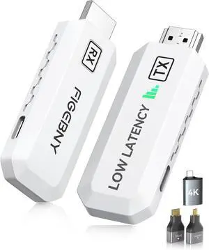Wireless HDMI Transmitter and Receiver 4K Decode 1080P Output Ultra Low Latency, Plug&Play 2.4G/5G Portable Extender, 165FT HD Display Adapter for TV Box/PC/Laptop/Projector/DV/Camera White