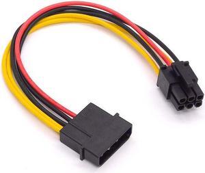 4 Pin Molex to 6 Pin PCI-Express PCIE Video Card Power Converter Adapter Cable