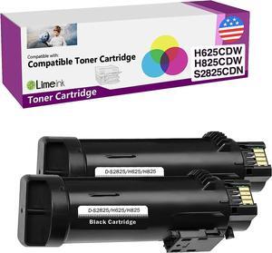 Limeink 2 Black Compatible Replacement Cartridges for Dell H625cdw H825cdw S2825cdn High Yield Laser Toner Cartridges for Smart Color Printers H625 H825 s2825 Ink