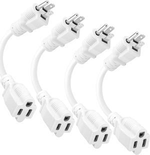 8 Inch Short Power Extension Cord Outlet Saver,16AWG 13A 3 Prong Indoor&Outdoor