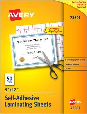 Permanent Self-Adhesive Laminating Sheets, 9" x 12", Clear, Pack Of 50