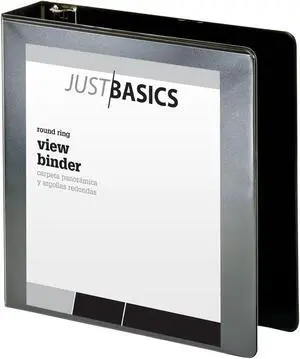 Basic View 3-Ring Binder, 2" Round Rings, Black