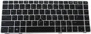Keyboard w/ Pointer for HP Elitebook 8460P 8470P Laptops - Silver Frame