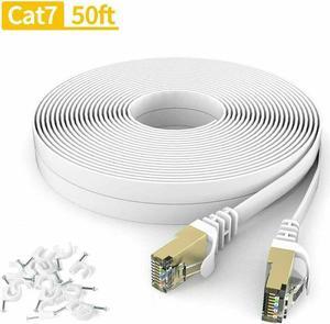 50FT CAT7 CAT 7 Flat Ethernet Cable LAN RJ45 Internet Router Patch Cord 50 Feet