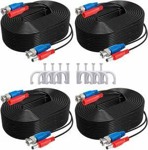 4pcs 100ft Video Power Cable BNC RCA Cord Wire for CCTV Security Camera System