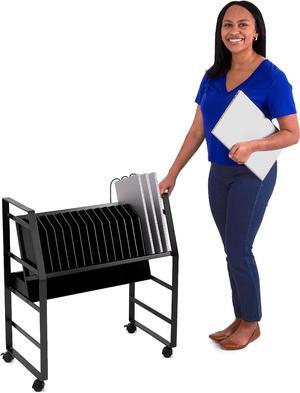 Line LeaderMobile ChargingCart| Open Charging Station for 16 Tablets, Laptops & Chromebooks|UL Safety-Certified 16-Outlet Power Stripwith Surge Protection | Laptop Cart & Classroom Cart (Black)
