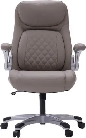 Posture Ergonomic PU Leather Office Chair. Click5 Lumbar Support with FlipAdjust Armrests. Modern Executive Chair and Computer Desk Chair (Taupe)