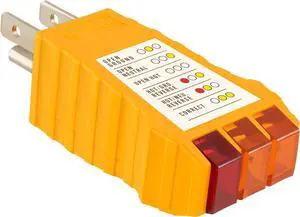 HER- 258, 110-125 Volt AC 3 Prong Receptacle Wall Outlet Circuit Tester with Indicator Lights for Households, Homeowners, Wall Plugs, Outlets, DIY, Broken Circuits, and Fuses