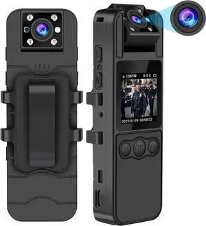 Body Camera with Audio and Video Recording, HD 1296P Body Cam with 180° Rotating Lens, Night Vision, 64G B9 Body Worn Camcorder, Perfect for Personal Civilians, Police Law Enforcement