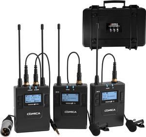Dual Wireless Lavalier Microphone System,CVM-WM300A UHF 96 Channel Professional Lapel Lav Microphone for DSLR Canon Nikon Sony Camera XLR Camcorder Youtube Interview TV Video Recording(2TX+1RX)