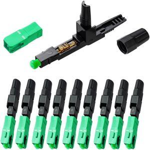 100 Pcs SC Fiber Optical Fast Cold Connector, Single Mode Quick Assembly Adapter Plug for FTTH,CATV etc, (SC-APC)
