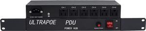 1U Disassembled Rack Mount Cable Management Panel,6 Outlet Horizontal 1U Rack Mount PDU Power Strip,120V/15A/50-60HZ,6ft Power Cord, for 19-Inch Rack or Cabinet