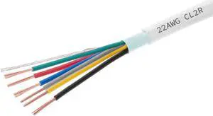 22 AWG 6 Conductors Shielded Security Alarm Wire Cable, Riser Alarm Control Cable, 125ft Spool Full Copper for Fire/Sound/Security Burglar Station Wire Security
