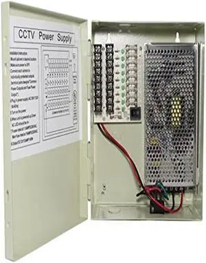 9 Outputs 12 Amp 12V DC CCTV Distributed Power Box for Security Camera, DVRs, CCTV Power Supply, UL Listed