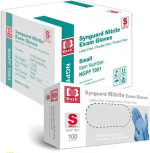 100pcs BASIC Nitrile glove Bule Powder-Free -Size S-Box of 100