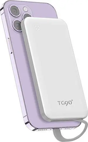 Power Bank Portable Charger with Built-in Cable, Ultra Compact 10000mah Portable Phone Charger Battery Pack Compatible with iPhone 14/14 Pro/13/13 Pro/12/12 Pro/11/11 Pro/X/XS/SE and More