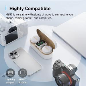 M650 Wireless Lavalier Microphone Vlogs Pro Noise Cancellation+2xCover