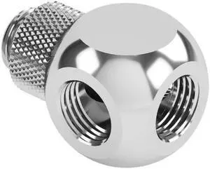 G1/4" 4 Way Ball Fitting 360 Degree Rotary Splitter Water Cooling Silver