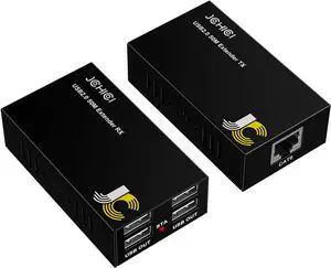 USB Extender Over Cat6/7 Up to165ft/50M, JCHICI 4 USB 2.0 Ports, Plug and Play, No Driver, POC, Keyboard and Mouse USB Over Ethernet