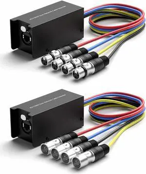 4 Channel 3-Pin 3.3 FT Multi Network XLR Cable Male and Female to Single Ethercon  XLR, AES, DMX Over RJ45 Cat5/Cat6, Multi Network Snake Receiver for Stage Performances, Recording Studios, and More