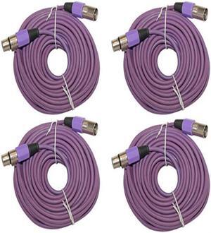 4PACK 50ft foot shielded XLR Male to Female audio mic microphone extension cable