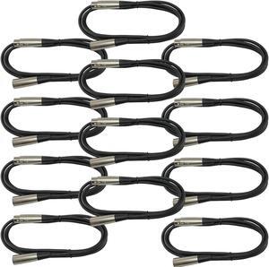 12 pack 3ft foot feet XLR pin male to female shielded audio mic microphone cable