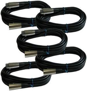 5Pack Lot 3Pin XLR male to female Microphone Mic Extension Cable 15 ft foot cord