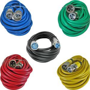 5PACK XLR Male to XLR Female mixed Colors MIC Microphone audio Cables 25 FT foot