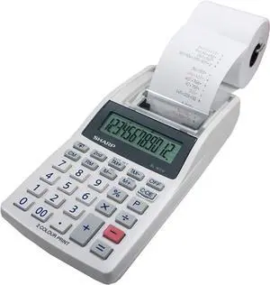 Sharp EL-1611V Handheld Portable Cordless 12 Digit Large LCD Display Two-Color Printing Calculator with Tax Functions, 191 x 99 x 42 mm
