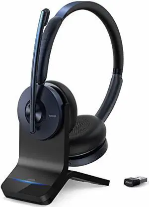 PowerConf H700 with Charging Stand, Bluetooth Headset with Microphone, Active Noise Cancelling, Audio Recording and Meeting Transcription, AI-Enhanced Calls, Compatible with Conference Platforms