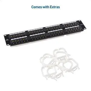 Cable Matters UL Listed Rackmount or Wall Mount 2U 48 Port Network Patch Panel (19-inch Cat6 Patch Panel / RJ45 Patch Panel) for Gigabit Network Switch, 110 or Krone Impact Tools Compatible