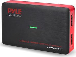 Pyle Capture Card Video Recording System - AV Game Live Streaming, Full HD 1080P Digital Media File Creation System w/ HDMI, Audio for USB, SD, PC, DVD, PS4, PS3, Xbox One, Xbox 360, Wii PHDRCB48.5