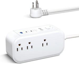 10FT Surge Protector Power Strip with PD 65W USB C for Travel, Desktop USB Charging Station with 6 Outlet and 3 USB Ports, Overload Protection, Flat Plug, Wall Mount for Dorm Home Office, 1875W/15A