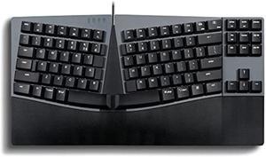 Perixx PERIBOARD-335BL Wired Ergonomic Mechanical Compact Keyboard - Low-Profile Blue Clicky Switches - Programmable Feature with Macro Keys - Compatible with Windows and Mac OS X - US English