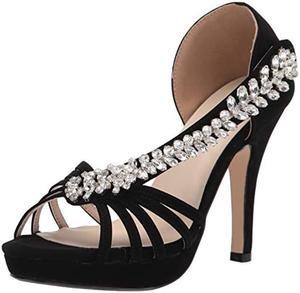 Touch Ups Women's Platform Sandal Heeled, Black, 9.5